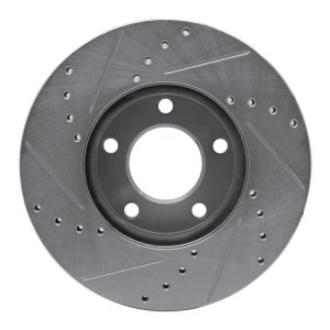 Mazda 3 Brake Rotor (1) - Front Right - R1 Concepts - Drilled & Slotted - Silver - `04-`13